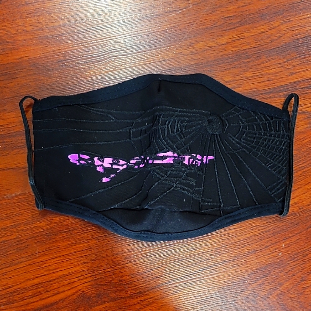 Black and Pink Sp5der Web Face Mask